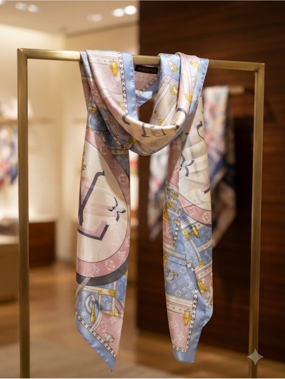 Brand New !! Pastel Monogram 100 %Silk Scarf in Pink and Blue